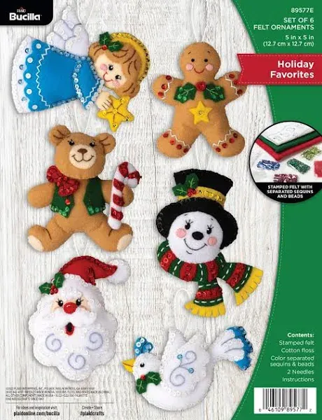 Bucilla Felt Ornaments Applique Kit Set of 6