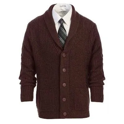 Men&#039;s Cotton Button Up Shawl Collar Knitted Cardigan Sweater Pullover AF-1205