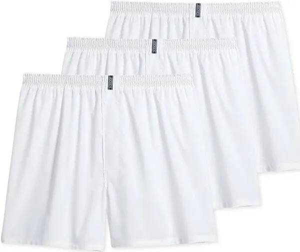 Men&#039;s 3-Pack Jockey Classic Cotton Blend Full Cut Woven Boxer Shorts White