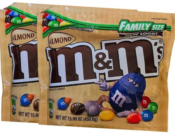 M&Ms Almond Resealable Zipper Family Size