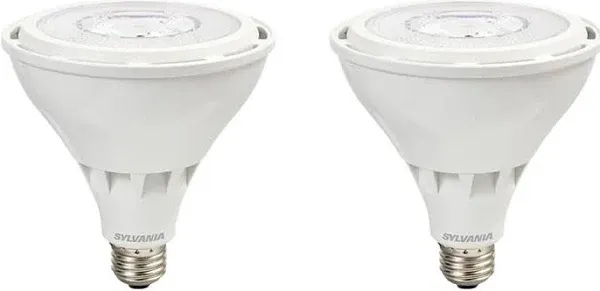 LEDVANCE Sylvania Night Chaser LED PAR38 Light Bulb, 250W = 23W, 22 Year, Dimmable, Super Bright 2650 Lumens, Wet Rated, 3000K, White - 2 Pack (41359)