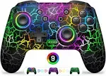 Gammeefy Switch Controller, Wireless Switch Pro Controller for Nintendo Switch/Lite/OLED, 9 Color Adjustable LED Switch Remote Compatible with PC