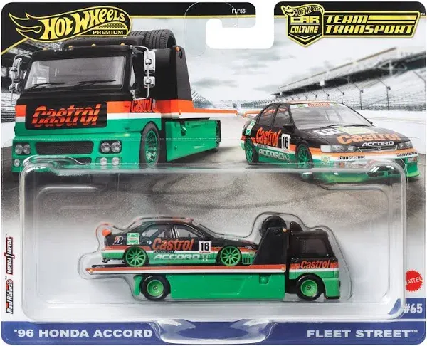 1/64 HOT WHEELS TEAM TRANSPORT 1996 HONDA ACCORD &amp; FLEET STREET CASTROL