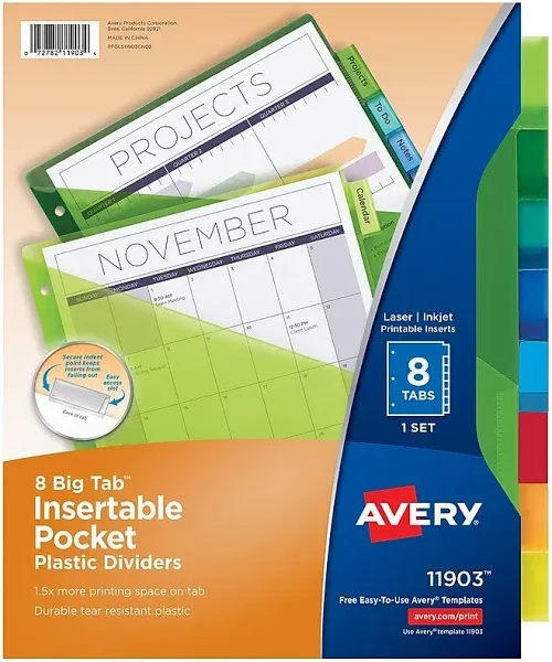 AVERY Insertable Big Tab Plastic Dividers