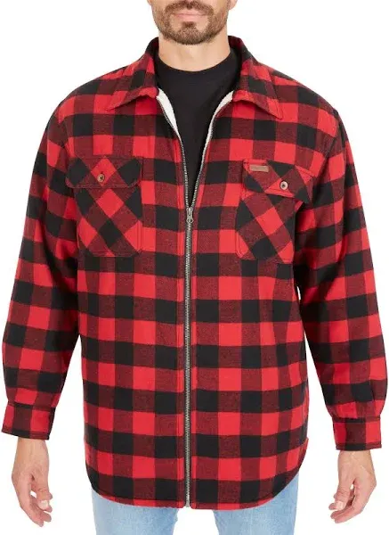 Smith's Workwear Men's Sherpa-Lined Flannel Shirt Jacket