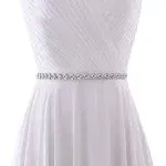 HONGMEI womens Rhinestone Thin Bridal Wedding Handmade Sash Bride Bridesmaid Belt Dress, White, One Size