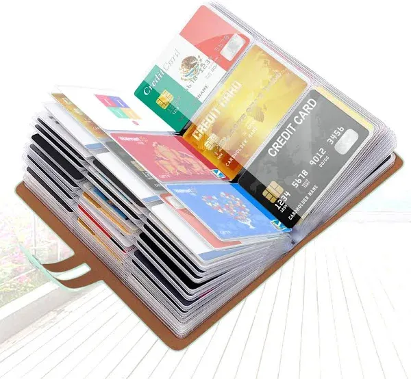 Padike RFID Credit Card Holder Business Card Organizer Business Card Holder, with 96 Card Slots Credit Card Protector for Managing Your Different Cards to Prevent Loss or Damage (Light green)