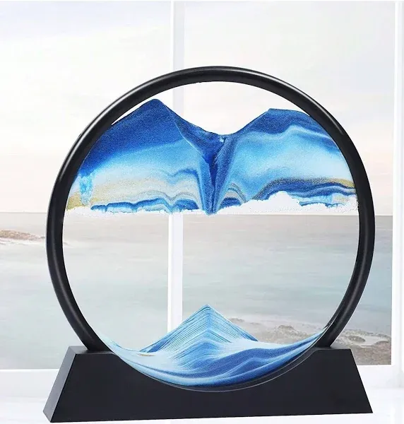 12-Inch Round Moving Sand Art for Adults &amp; Kids - Soothing 3D Deep-Sea Decor