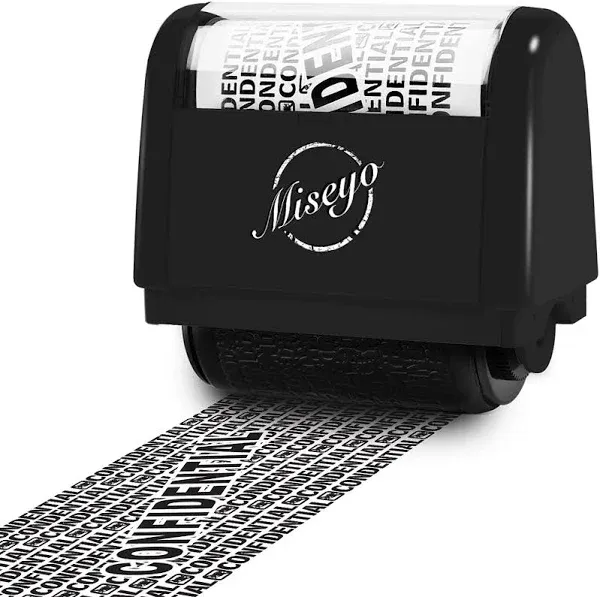 Miseyo Wide Roller Stamp Identity Theft Stamp 1.5 Inch Perfect for Privacy Protection - 3Pack Set (Black)