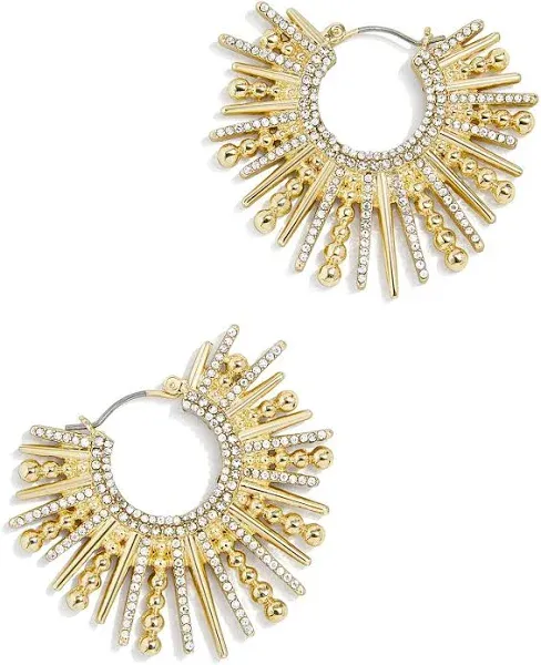 Bauble Bar Gold Rhinestone Burst Hoop Earrings NWT