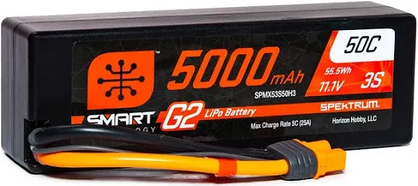 Spektrum RC 3S Smart G2 LiPo 50C Battery Pack w/IC3 11.1V/5000mAh SPMX53S50H3