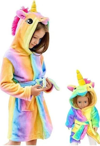 Doctor Unicorn Girls' Soft Unicorn Hooded Bathrobe