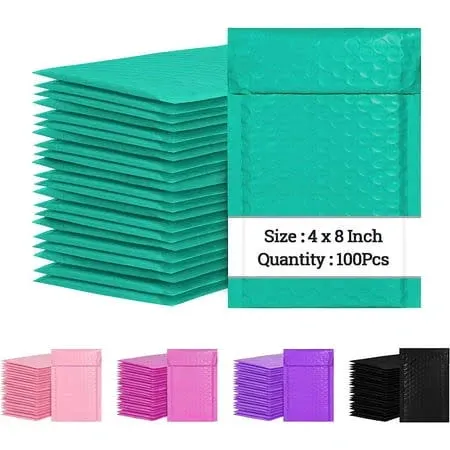 GSSSUSA Bubble Mailers 4x8 Inch 50 Pack Padded Envelopes Usable Size 4x7 Inch Shipping Envelopes Self Seal Small Packaging Shipping Bags for Mailing Jewelry, Small Business, Teal