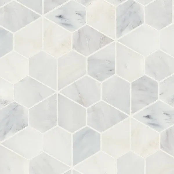 Monet Honed Marble Mosaic 6 Tile in Oriental White