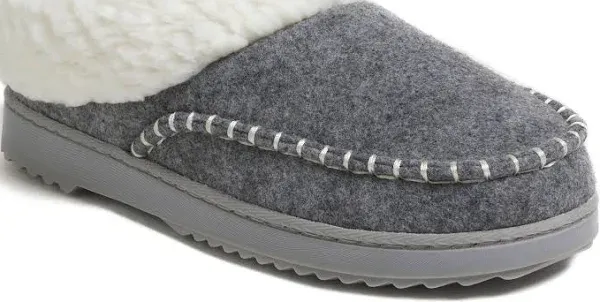 Dearfoams Women's Nyla Felted Plaid Moc Toe Clog Slippers