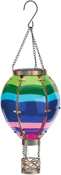 NEW Regal Glass Solar Powered Hot Air Balloon for Yard &amp; Garden ~ Small Striped