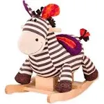 B. toys by Battat Kazoo Wooden Rocking Zebra – Rodeo Rocker – Plush Ride On Zebra Rocking Horse for Toddlers and Babies 18m+, B. Rocking Zebra