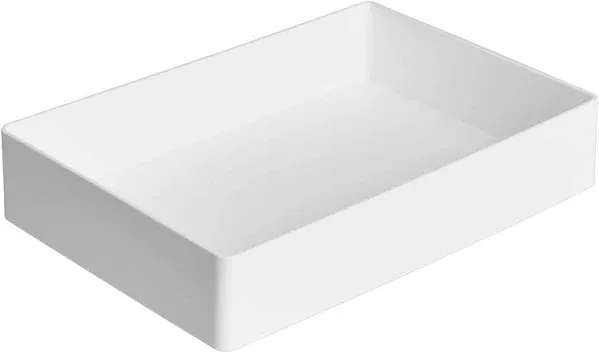 Durable White Rectangular Desk Organizer - Compact Accessory Tray, 9.4 x 6.7 in