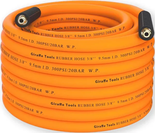 Giraffe Tools 300 PSI Hybrid Air Hose 3/8 Inch X 25 Ft, 1/4 In. MNPT Fittings