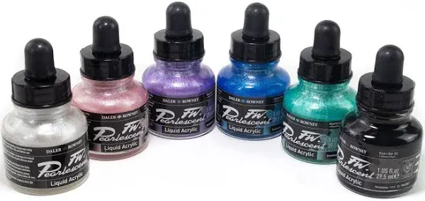 Daler Rowney Liquid Acrylic FW Pearlescent Effect Set 6 Colors