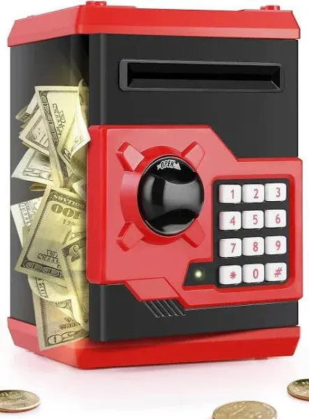 Piggy Bank for Girls Boys Large Electronic Money Coin Banks with Black-red 