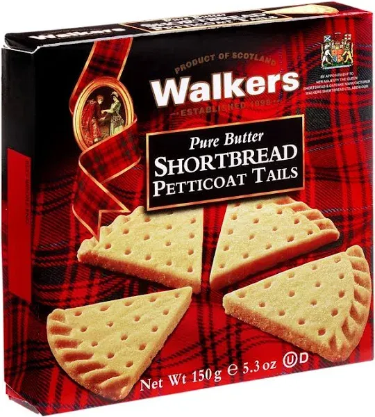 Walker's Shortbread Petticoat Tails Cookies, All-Butter Shortbread Cookies, 5.3 Oz Box (Pack of 6)