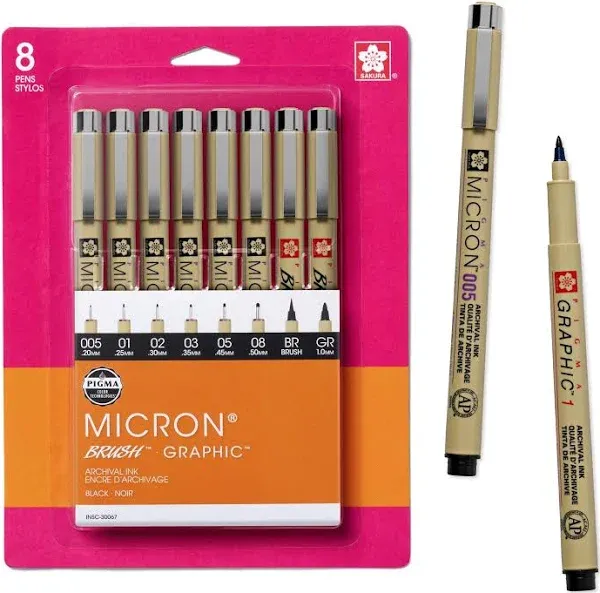 SAKURA Pigma Micron Fineliner Pens - Archival Black Ink Pens - Pens for Writing or Drawing - Holiday Gifts for Artists, Crafters & DIY Gifts Projects - Black Ink - 01 Point Size - 6 Pack