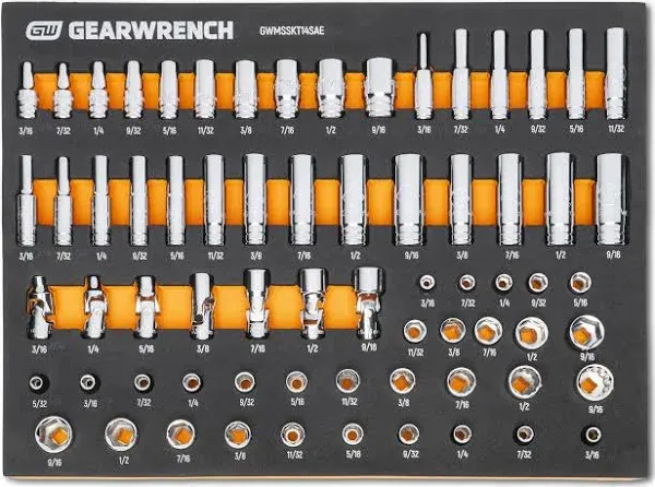 GearWrench 68 Piece 1/4" Drive Master SAE Socket Set with Foam Storage Tray