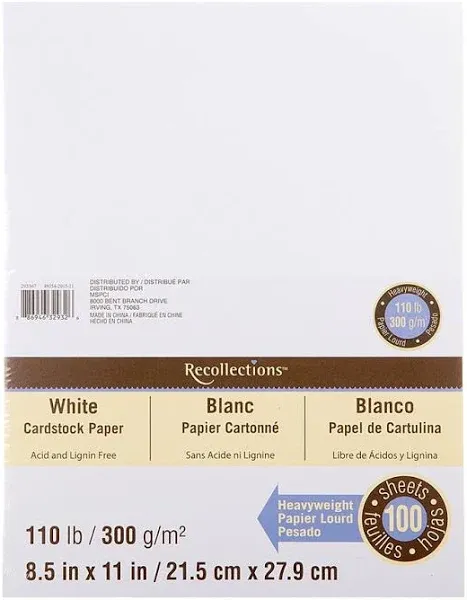 Recollections Heavyweight Cardstock Papers, 8.5" x 11", White (100 ct)