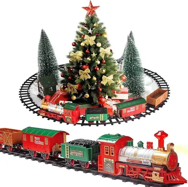 PUSITI Classic Christmas Train Set with Lights and Sounds Railway Tracks Sets...