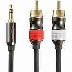 3.5mm to RCA Cable (6ft), FosPower Audio 24K Gold Plated 6 Feet