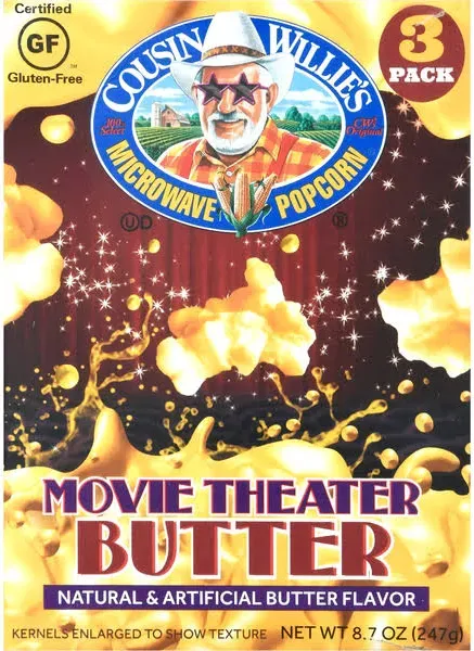 Cousin Willie's Movie Theater Butter Microwave Popcorn