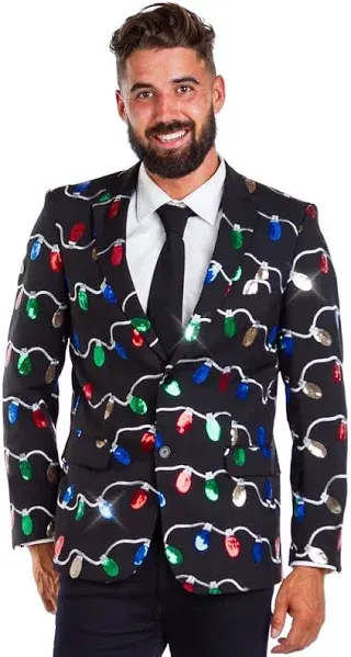 Tipsy Elves Men&#039;s Colorful Allover Sequin Blazers - Shiny 44 Black Blazer