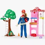 Barbie Careers Firefighter Doll Playset with Fire Station & Tree Pets