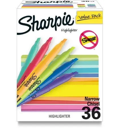 Sharpie Pocket Highlighters Chisel Tip 36 Count