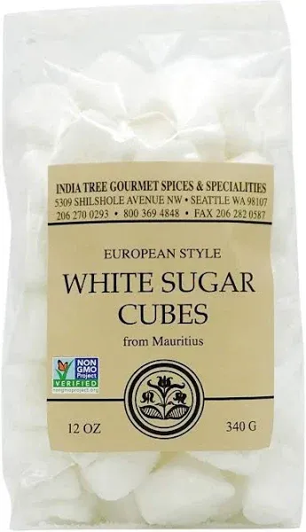 India Tree Rough Cut Mauritius White Sugar Cubes, 12-Ounce Bag, Unrefined Sugar Cube, Kosher, Non GMO