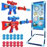 OleFun Shooting Game Toy for Age 6, 7, 8,9,10+ Years Old Kids, Boys - 2 Foam Ball Popper Air Guns & Shooting Target & 24 Foam Balls - Ideal Gift