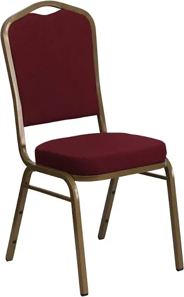 HERCULES Series Crown Back Stacking Banquet Chair in Burgundy Fabric -