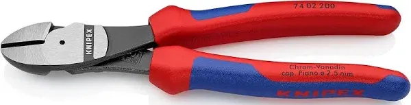 KNIPEX Tools 74 02 200, 8-Inch High Leverage Diagonal Cutters with Comfort Grip