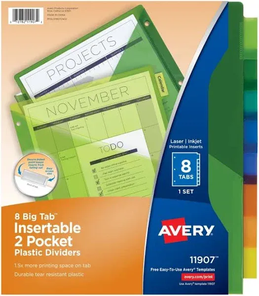 Avery Big Tab Insertable Plastic Dividers