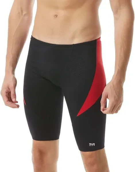 TYR Men's Hexa Curve Splice Jammer Swimsuit 38 Black/Red