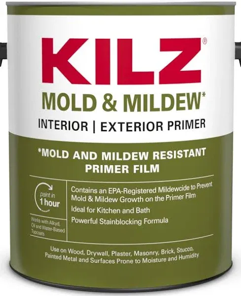 Kilz L204614 Mold & Mildew Interior/Exterior Primer, 1 Quart