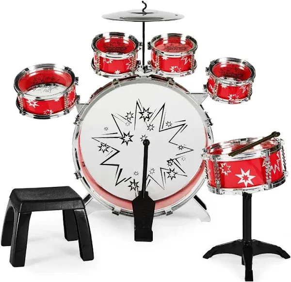 Best Choice Products 11-Piece Kids Starter Drum Set w/ Bass Drum