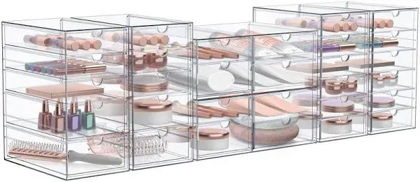 SORBUS 6-Pack 30-Drawers Clear Stackable Plastic Storage Drawer 9.84-in H x 4.13-in W x 7-in D