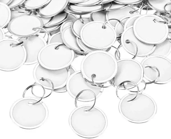 100 Pieces Round Metal Key Tags with Split Rings