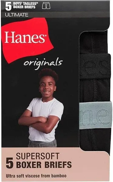 New Hanes Boy&#039;s Multicolor 5 Pack Tagless Boxer Briefs Underwear Size M 8-10