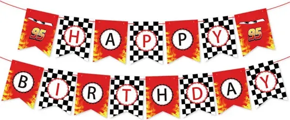 Race Car Happy Birthday Banner