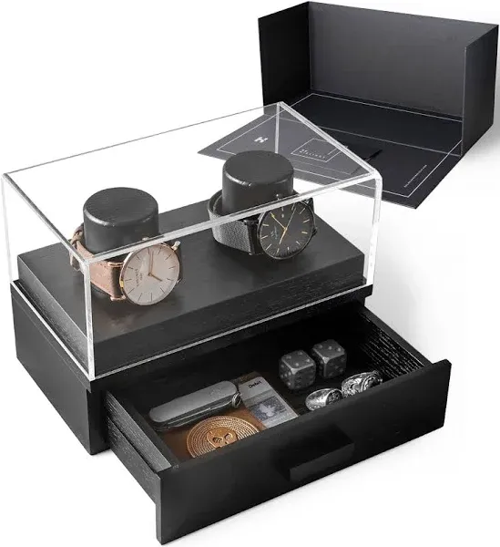 Holme & Hadfield Watch Display Case Watch Holder Color Black Size 2 Slot