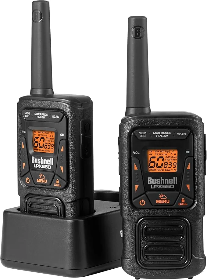 Bushnell Adventure 2-Watt 60-Channel FRS Walkie-Talkie Pair, Black, Lpx550