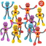 ArtCreativity Bendable Robot Figures, Set of 12 Flexible Men, Birthday Party Favors for Boys and Girls, Stress Relief Fidget